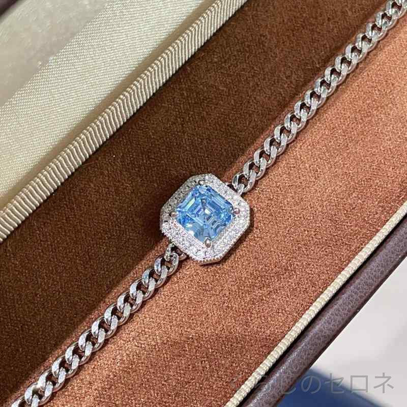 ブレスレット レディース S925 シルバー 18K ゴールドメッキ キューブ ジルコニア ...