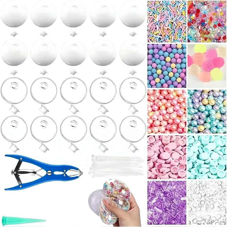 豪華20個セット手作り スクイーズ DIY キット (透明10個・白10個) 拡張器 結束バンド 注水ノズル パーツ付き ウォーターボール スクイーズボール ぷにぷに ストレス解消 おもちゃ 知育 工作 ハンドメイド 子供 女の子 プレゼント celone-10225382 くらしのセロネ パッケージ画像