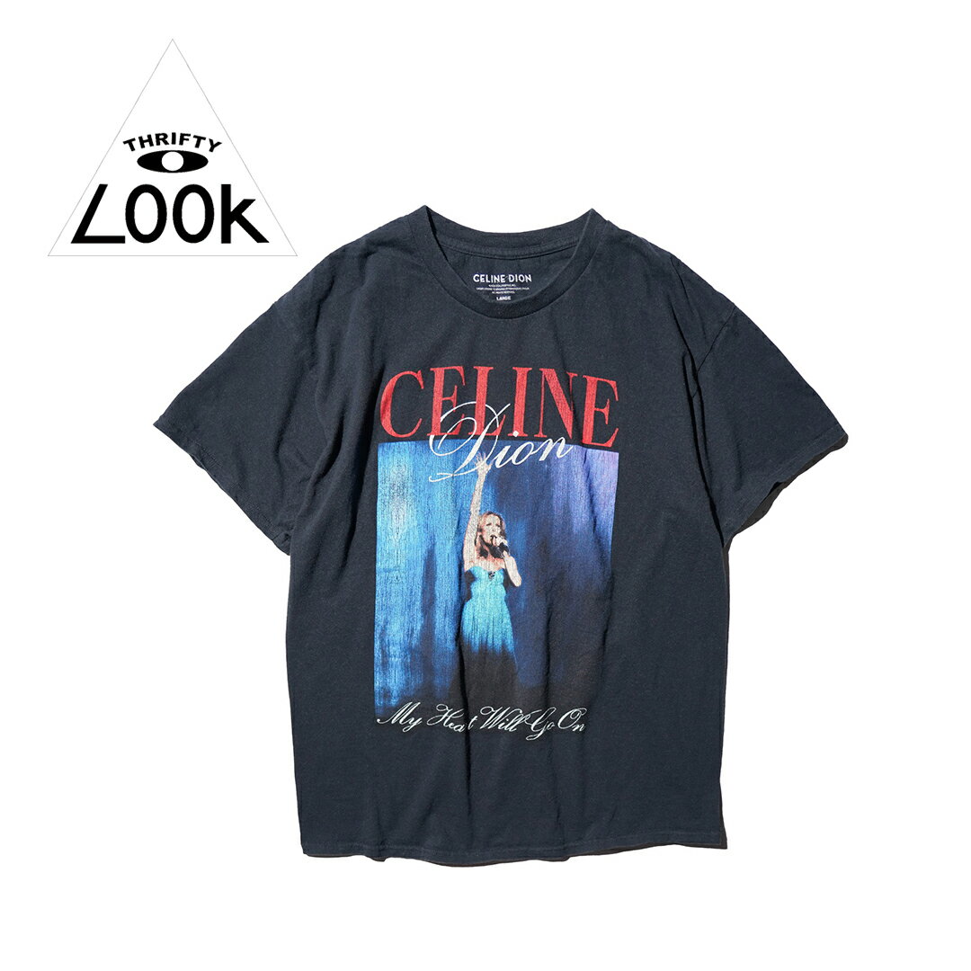 【THRIFTY LOOK / スリフティールック】THRIFTY "CELINE DION" TEE セリーヌ・ディオン バンドT オフィシャル ライセンシー Tシャツ 「my heart will go on」デザインユーズド加工 ヴィンテージ加工