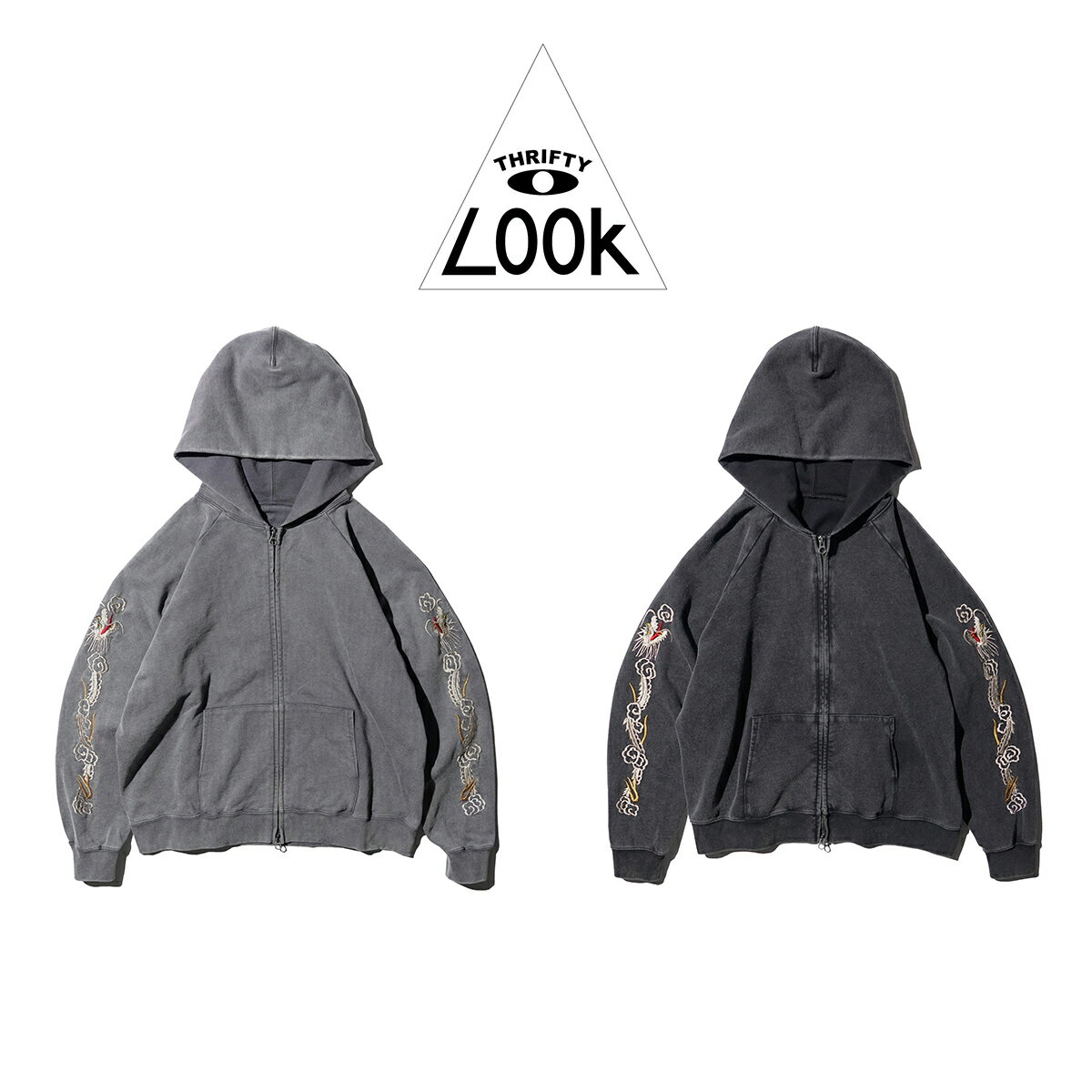 Rakuten - 【THRIFTY LOOK / スリフティールック】VIET-NAM EMBROIDERY ZIP-UP PARKA スウェット ジップアップ パーカー ピグメント加工 フェード ユーズド スーベニア 刺繍