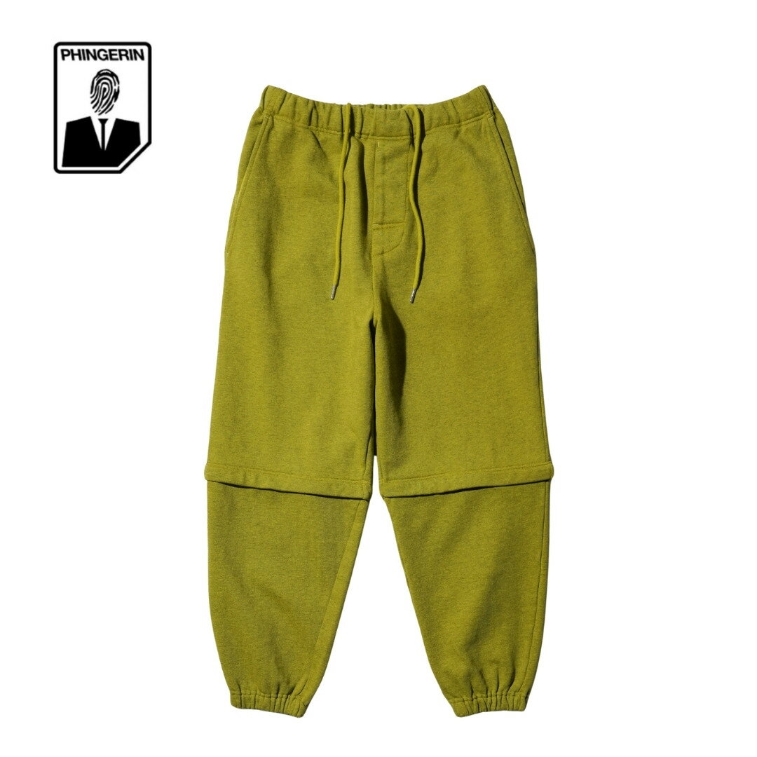 Bontage Pants - 【PHINGERIN / フィンガリン】CONVERTIBLE SWEATPANTS LIME GREEN (PD-261-BT-091) 2WAY ガーメントダイライムカラー スウェットパンツ ユニセックス