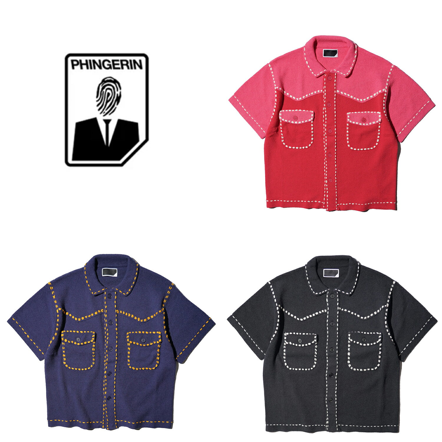 Rakuten - 【PHINGERIN / フィンガリン】SUMMER PG1 WESTERN SHIRT (PD-261-KN-011) ステッチ 春夏 手洗い可 半袖 ビーチシャツ