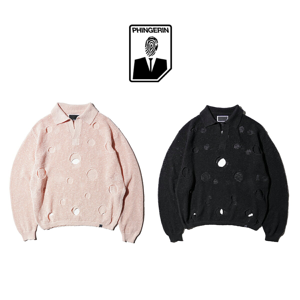 Rakuten - 【PHINGERIN / フィンガリン】HOLE KNIT SKIPPER (PD-261-KN-051) スキッパー ニット メンズ ユニセックス きれいめ カジュアル
