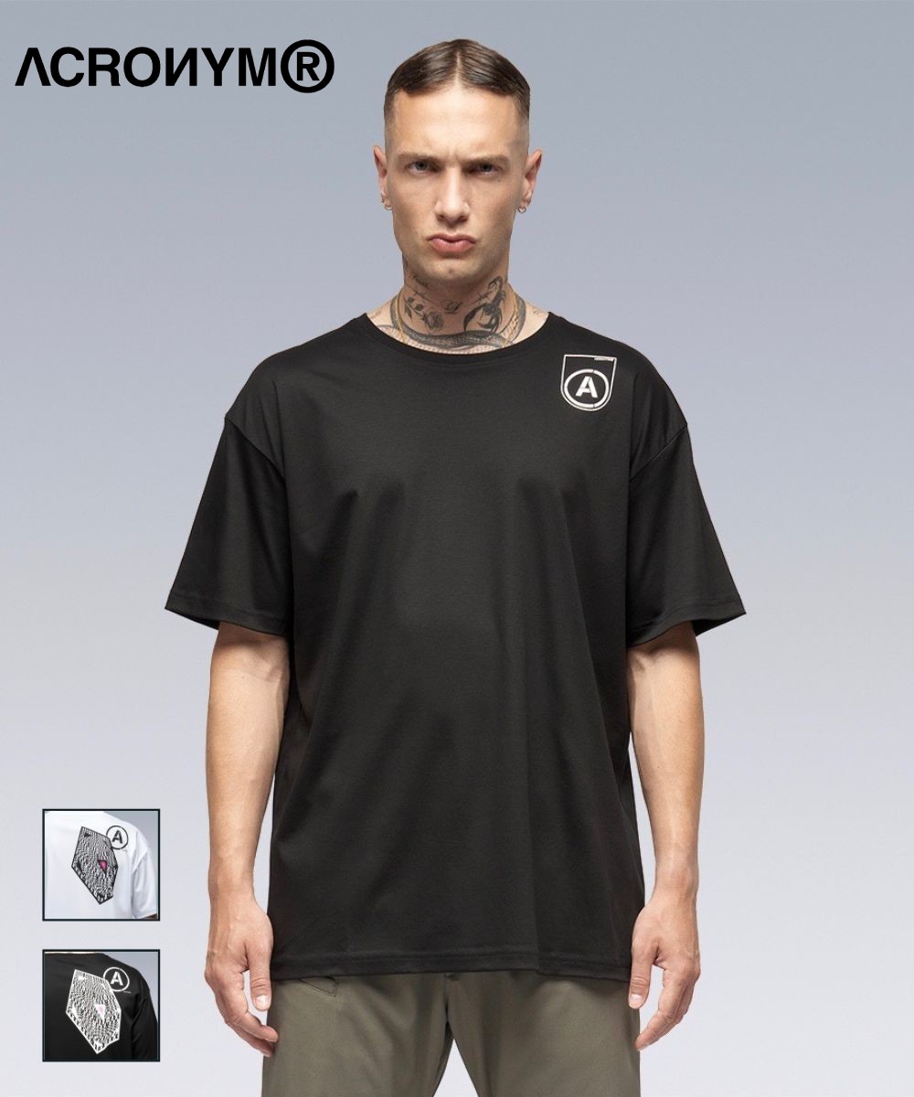 ACRONYM / MERCERIZED SHORT SLEEVE T-SHIRTS  (S24-PR-B) アクロニウム 22SS ショートスリーブ 半袖 Tシャツ グラフィック ポルトガル製 ブラック M L