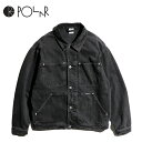 【Polar Skate Co. / ポーラースケートカンパニー】 PATRIK JACKET DENIM SILVER BLACK デニム ジャケット ワンポイント ロゴ