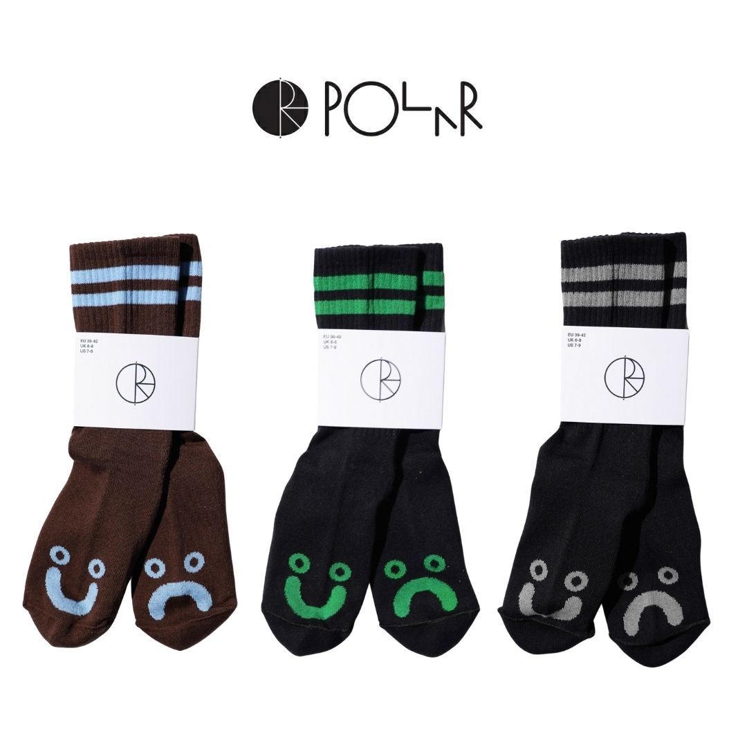 Rakuten - 【Polar Skate Co. / ポーラースケートカンパニー】Long Rib Socks | Happy Sad ソックス 靴下 25-27cm ユニセックス