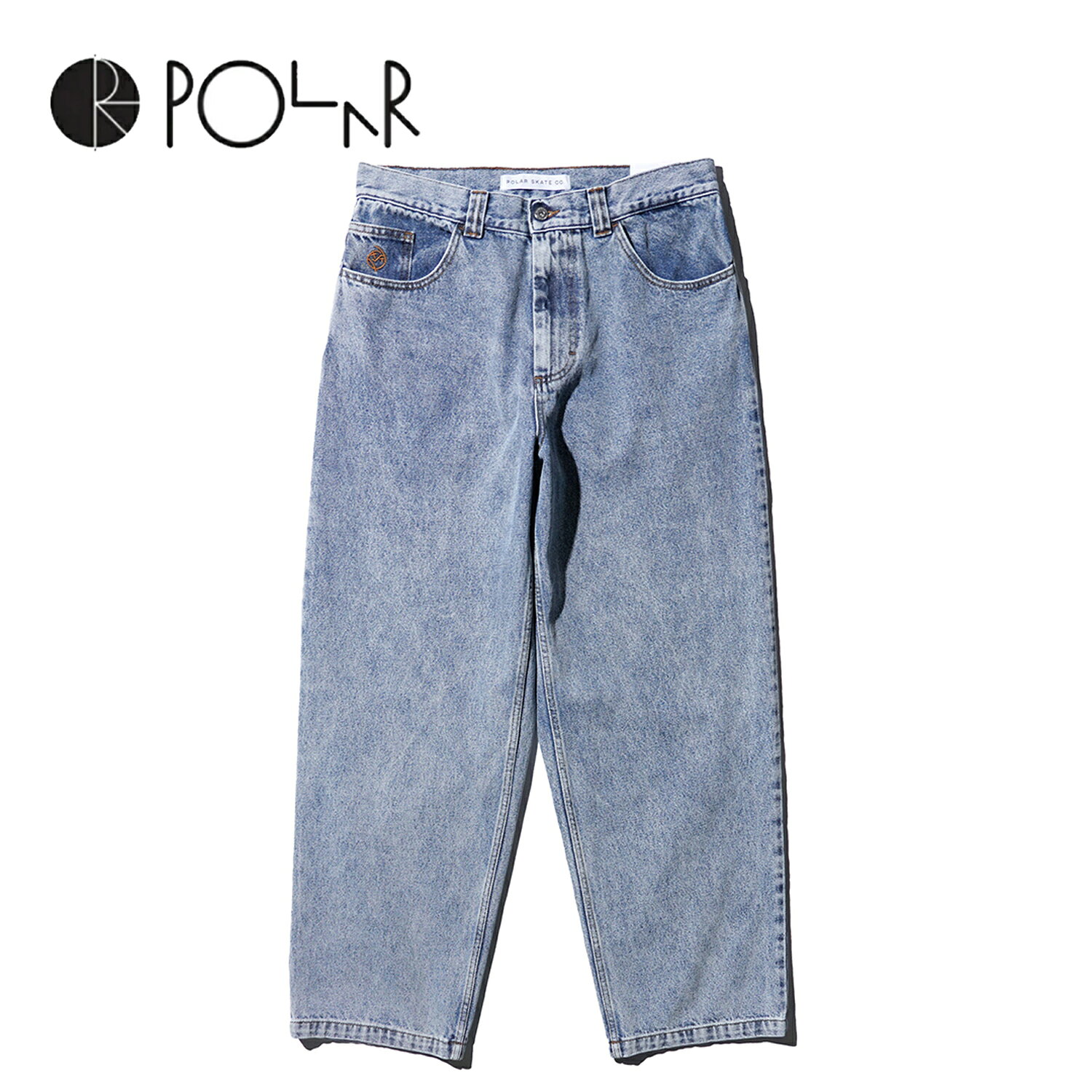 BIG BOY PANTS - HEAVY WASHED BLUE ハードウォッシュ加工 ロゴ刺繍 ワイド デニム パンツ