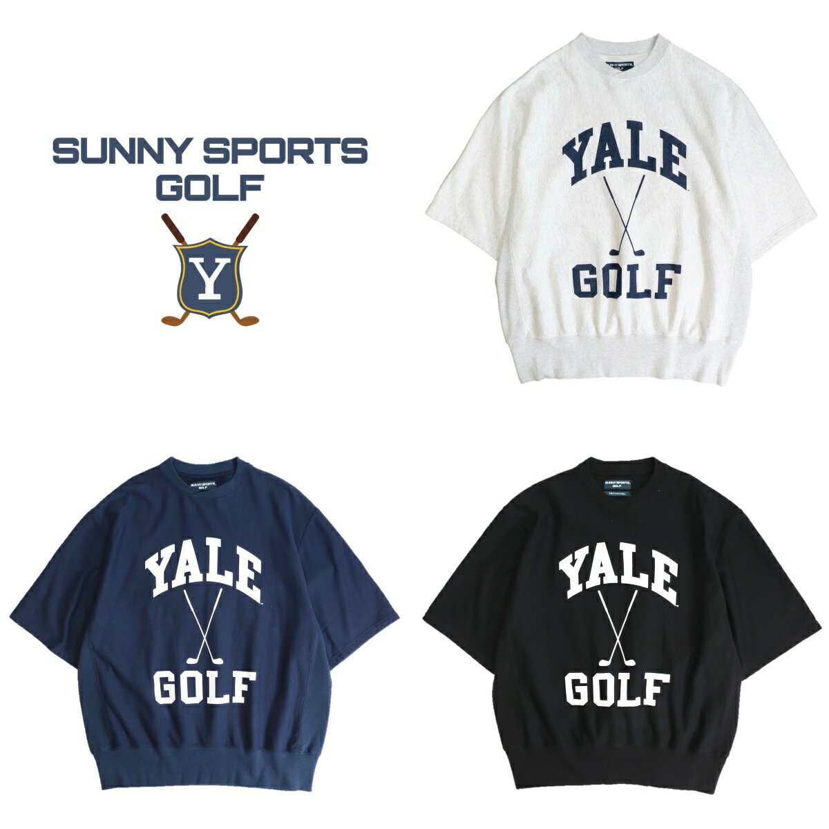 楽天S.U.N.STORE【SUNNY SPORTS GOLF / サニースポーツ ゴルフ】YALE GOLF 80S SS SWEAT イェール大学 オフィシャルライセンス ビッグシルエット 半袖クルーネックスウェット