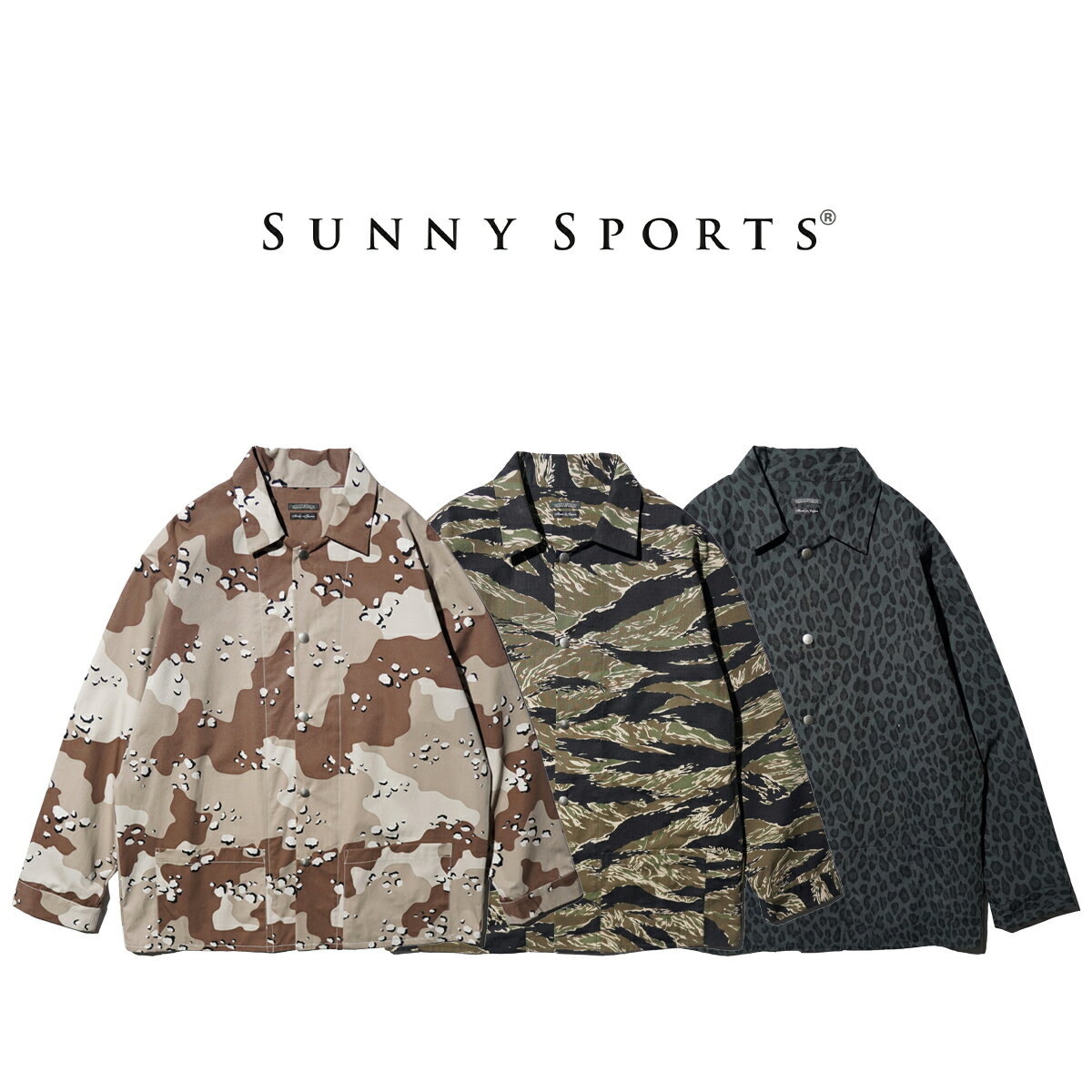 Coverall - 【SUNNY SPORTS / サニースポーツ】PRINTED COVER JACKET メンズ ジャケット コーチジャケット リラックスシルエット カモ レオパード カジュアル アメカジ ストリート