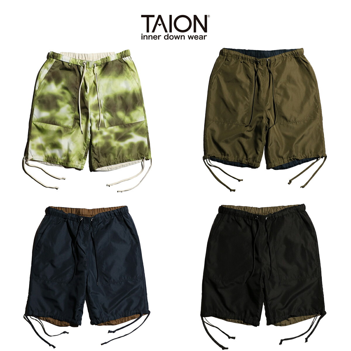 Nylon Shorts - 【WEB限定】【TAION / タイオン】NON-DOWN MILITARY REVERSIBLE SHORT PANTS　ミリタリー　リバーシブル　ショートパンツ
