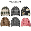 【TOWNCRAFT / タウンクラフト】VINTAGE PATTERN SHAGGY CREW SWEATER ヴィンテージモチーフ 柄 モヘア シャギー ク...