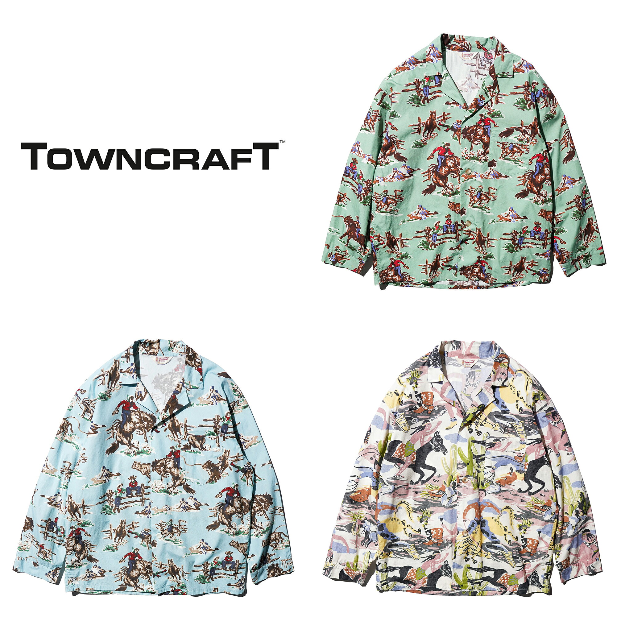 Rakuten - 【TOWN CRAFT / タウンクラフト】 PRINTED PAJAMA JACKET メンズ パジャマ ジャケット シャツ プリント オーバーサイズフィット