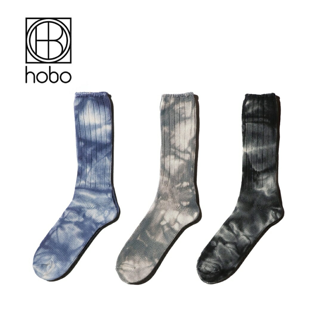 【SALE 定価&yen;2,970→19%OFF】【HOBO / ホーボー】TIE-DYED CREW SOCKS C/N/PU ( HB-SO4501) タイダイ コットン グラデーション クルーソックス
