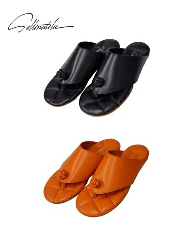 SELLENATELA セレナテラ PHOBE Ladies Sandal カバー レザー トング サンダル 上品 エレガント レディース サンダル 春 夏 ブラック オレンジ 36 37 23cm 24cm