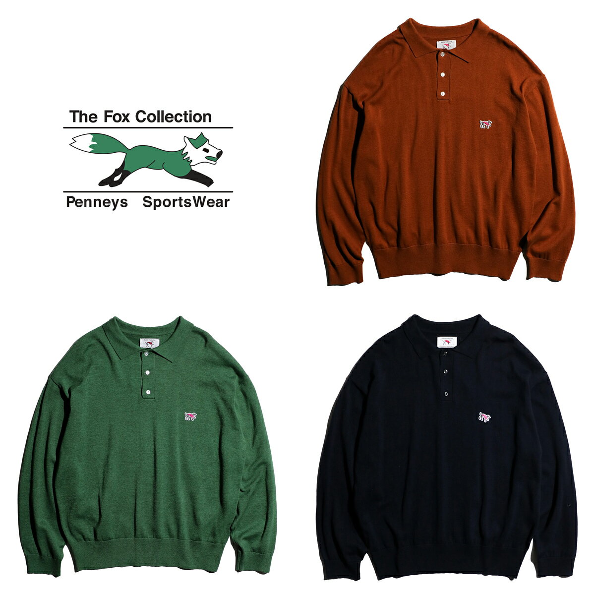 【PENNEY'S × AZUSA IIDA / ぺニーズ × アズサイイダ】 THE BUDDY LS POLO SWEATER 長袖 ワンポイント ニットポロ