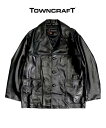 TOWNCRAFT タウンクラフト LEATHER RANCHER COAT ラムレザー ランチコート ランチャーコート 本革レザー ウエスタン ヨーク ミドル丈 70S 70年代 ブラック M L メンズ レディース