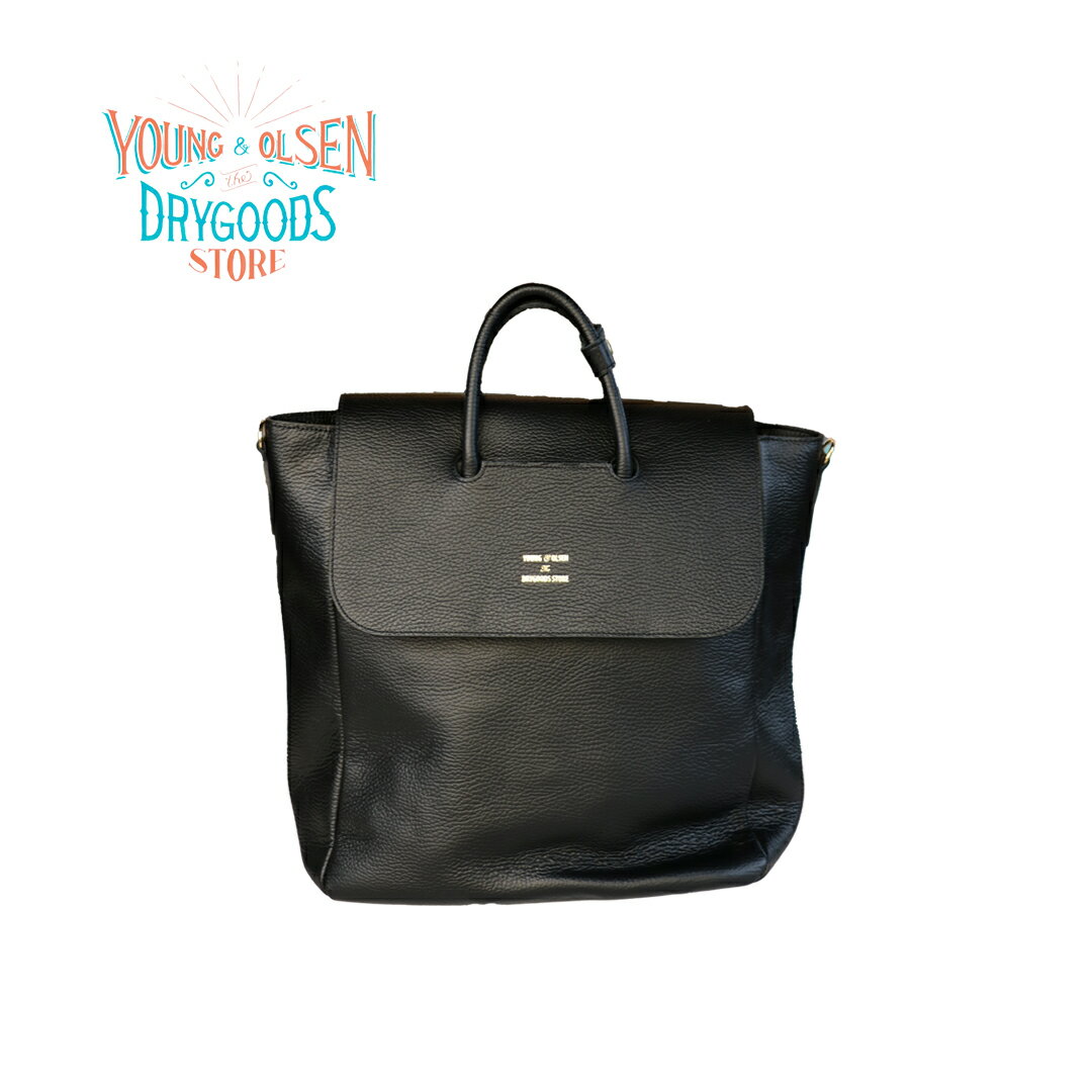 YOUNG & OLSEN / ヤングアンドオルセン EMBOSSED LEATHER BELTED M YO2503-GD013 フラップ付き エンボス加工 Dトート Mサイズ A4収納可