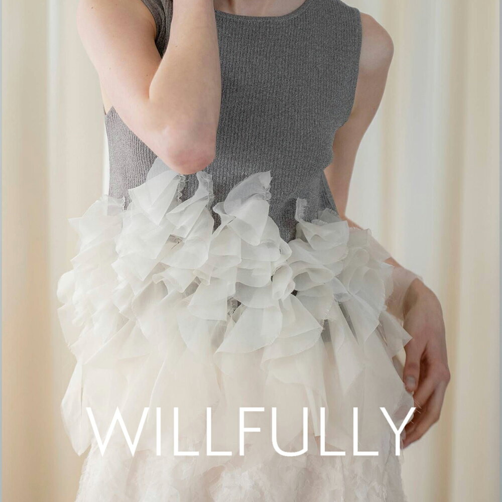 WILLFULLY ウィルフリーグラデーションフリル ノースリーブニット gradation frill no sleeve knit(ミックス/ブラウン/ブラック)