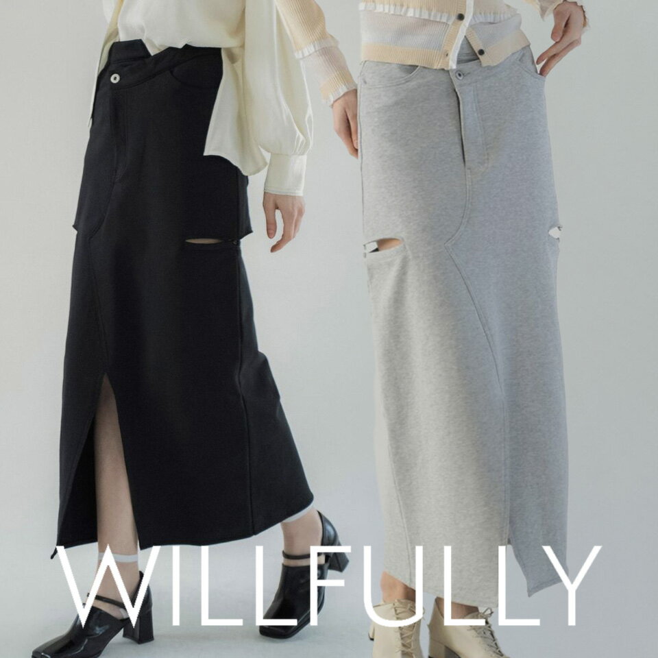 Rakuten - WILLFULLY ウィルフリーback bi color patchwork remake sweat SK / パッチワーク リメイク スウェットスカート (ヘザーグレー/ブラック)
