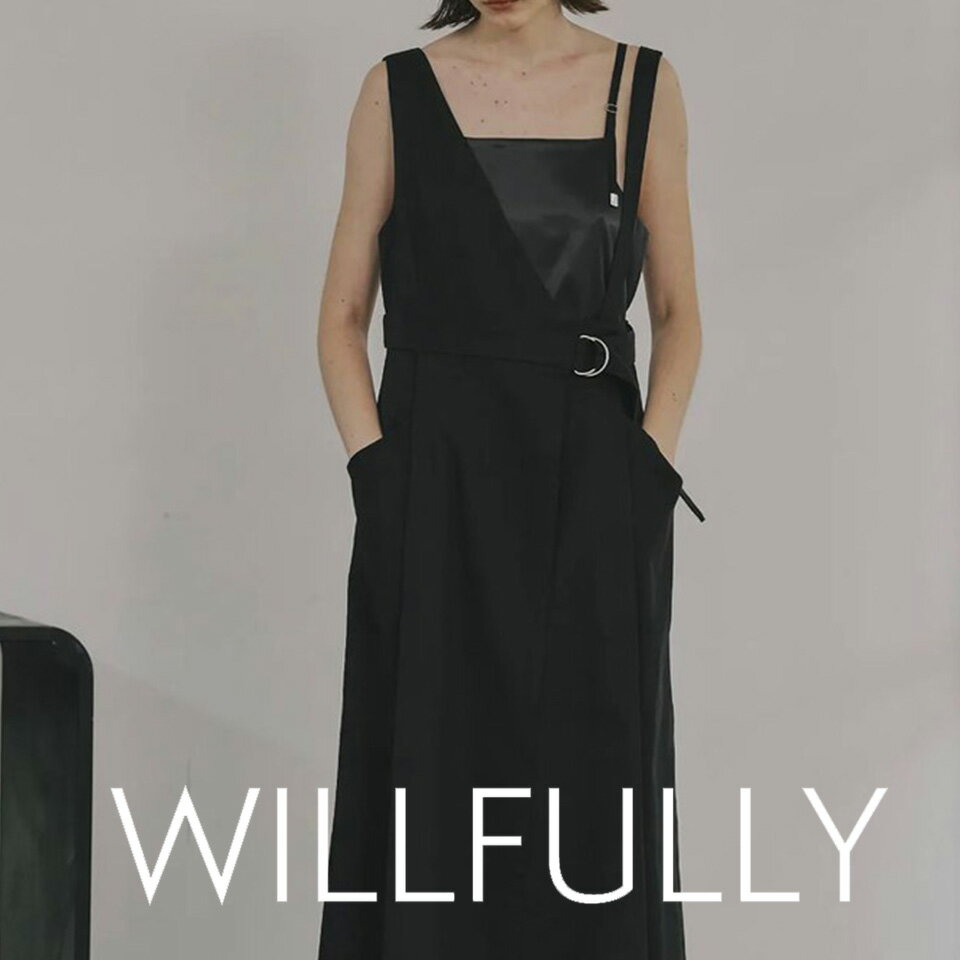 WILLFULLY ウィルフリーone shoulder twill OP / ワンショルダーツイルワンピース (ブラック)