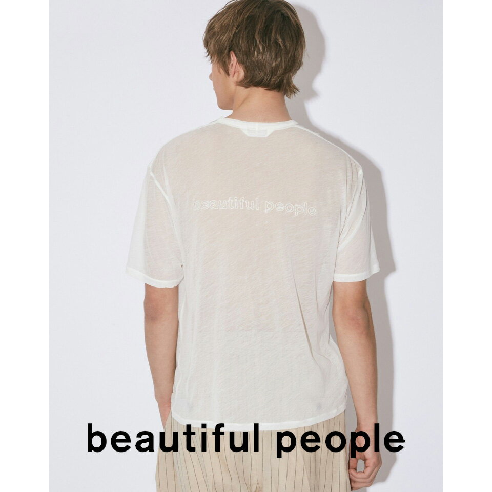 Rakuten - beautiful people / ビューティフルピープルシアージャージー ロゴTシャツ (オフホワイト/ブラック)