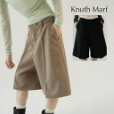Knuth Marf クヌースマーフ layered half pants(unisex) / レイヤード ハーフパンツ (ベージュ/ブラック)