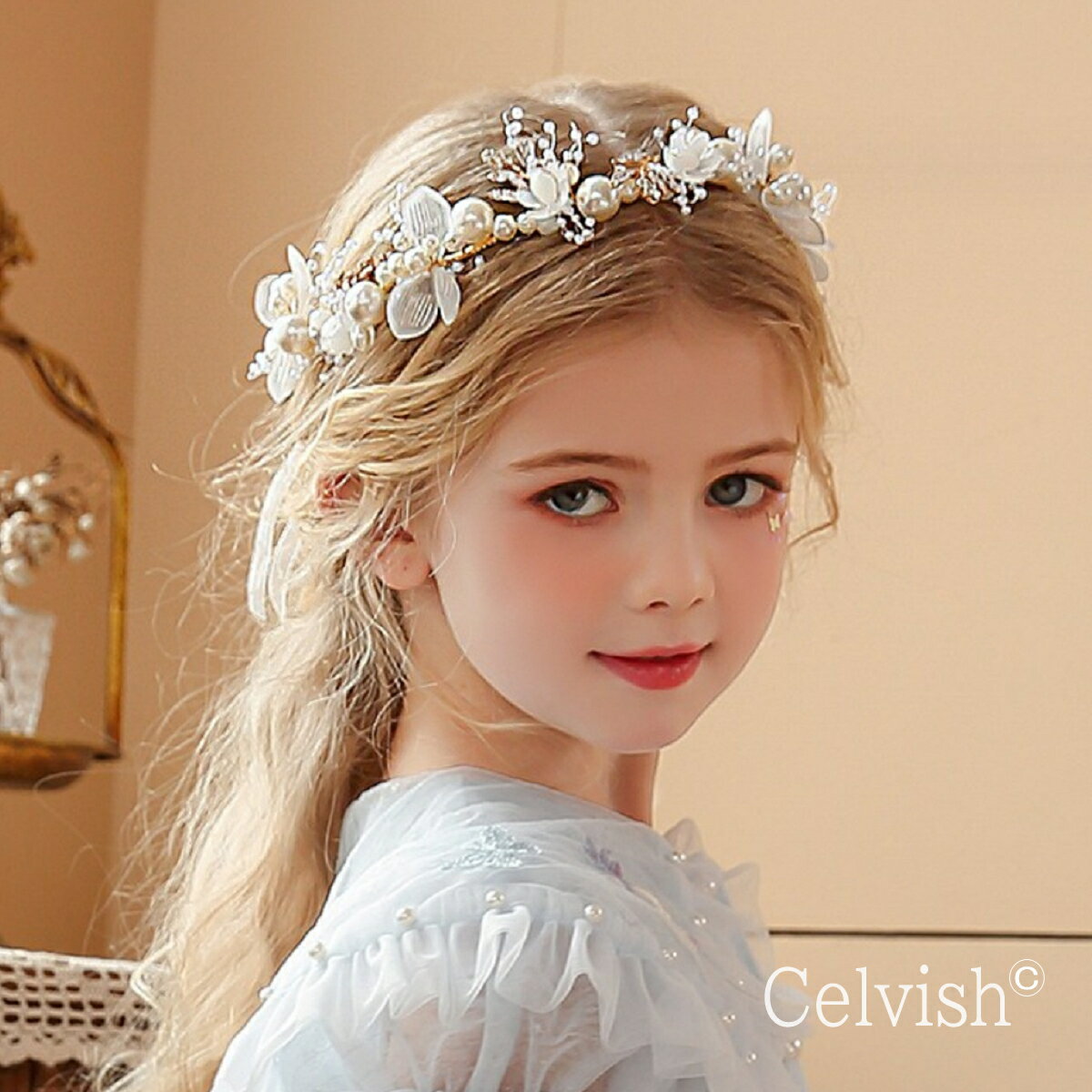 楽天celvishup子供 ヘッドドレス 髪飾り アクセサリー オシャレ パール 可愛い かわいい フラワーガール 結婚式 アクセ 遊園地 お姫様 プリンセス 発表会 パーティー インスタ 前撮り ドレス