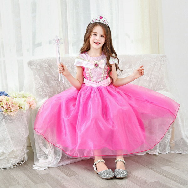 かわいい オーロラピンク プリンセスドレス ピンク お姫様 子供 ドレス 衣装 C-3058Q99| ポスト投函 セルビッシュアップ