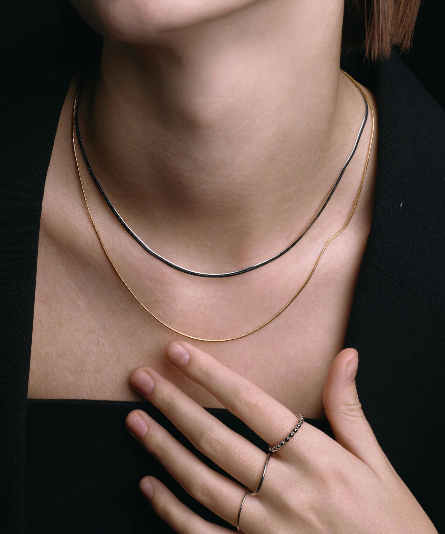 【ゴールド/シルバー】 スネークレイヤーネックレス | CENE セネ せね 金属アレルギー アレルギー対応 つけっぱなし サージカルステンレス シンプル おすすめ レディース ネックレス プレゼント