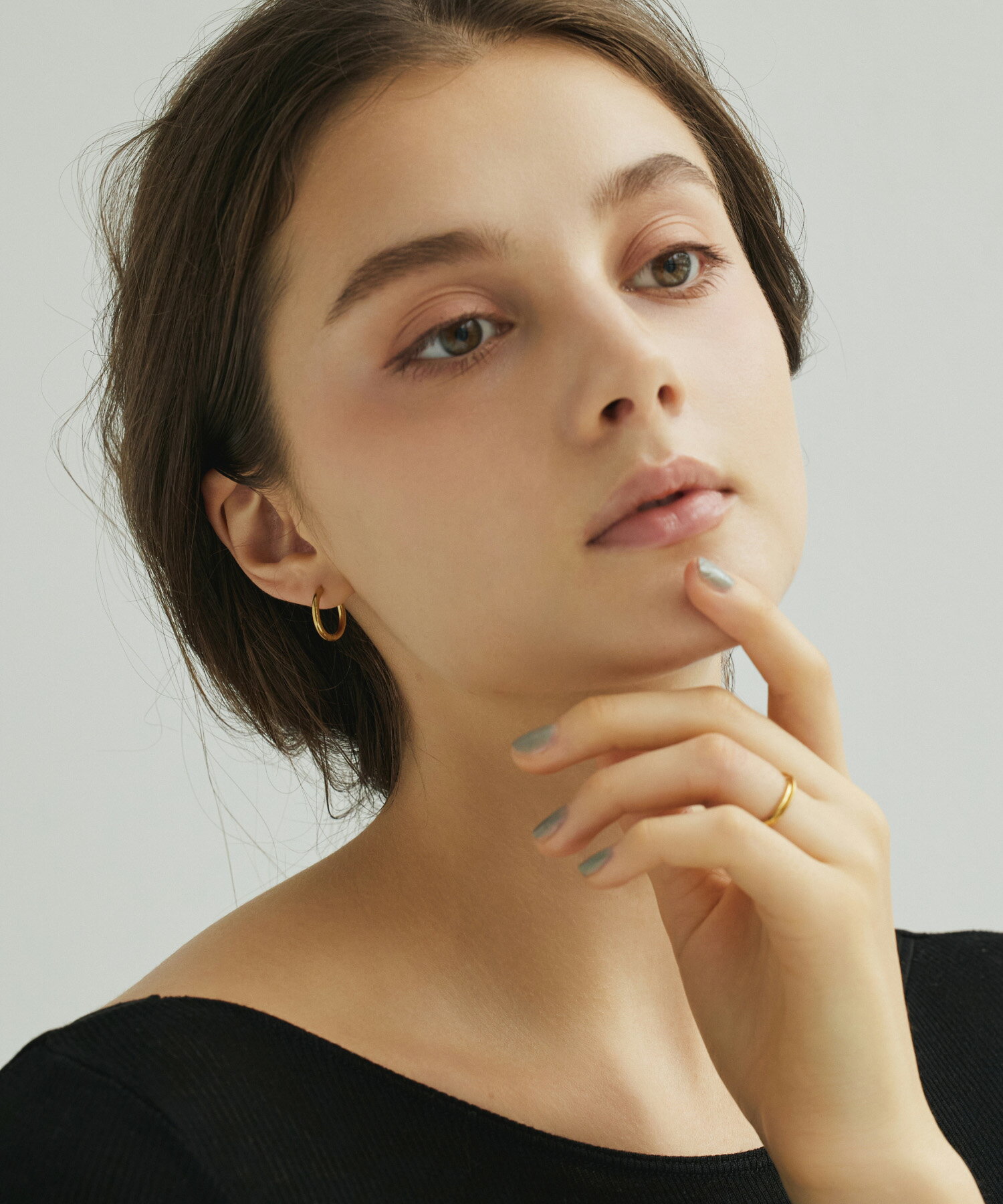 【ゴールド】ワンタッチループピアス16mm | CENE セネ せね 金属アレルギー アレルギー対応 つけっぱなし サージカルステンレス シンプル ゴールド レディース ピアス プレゼント