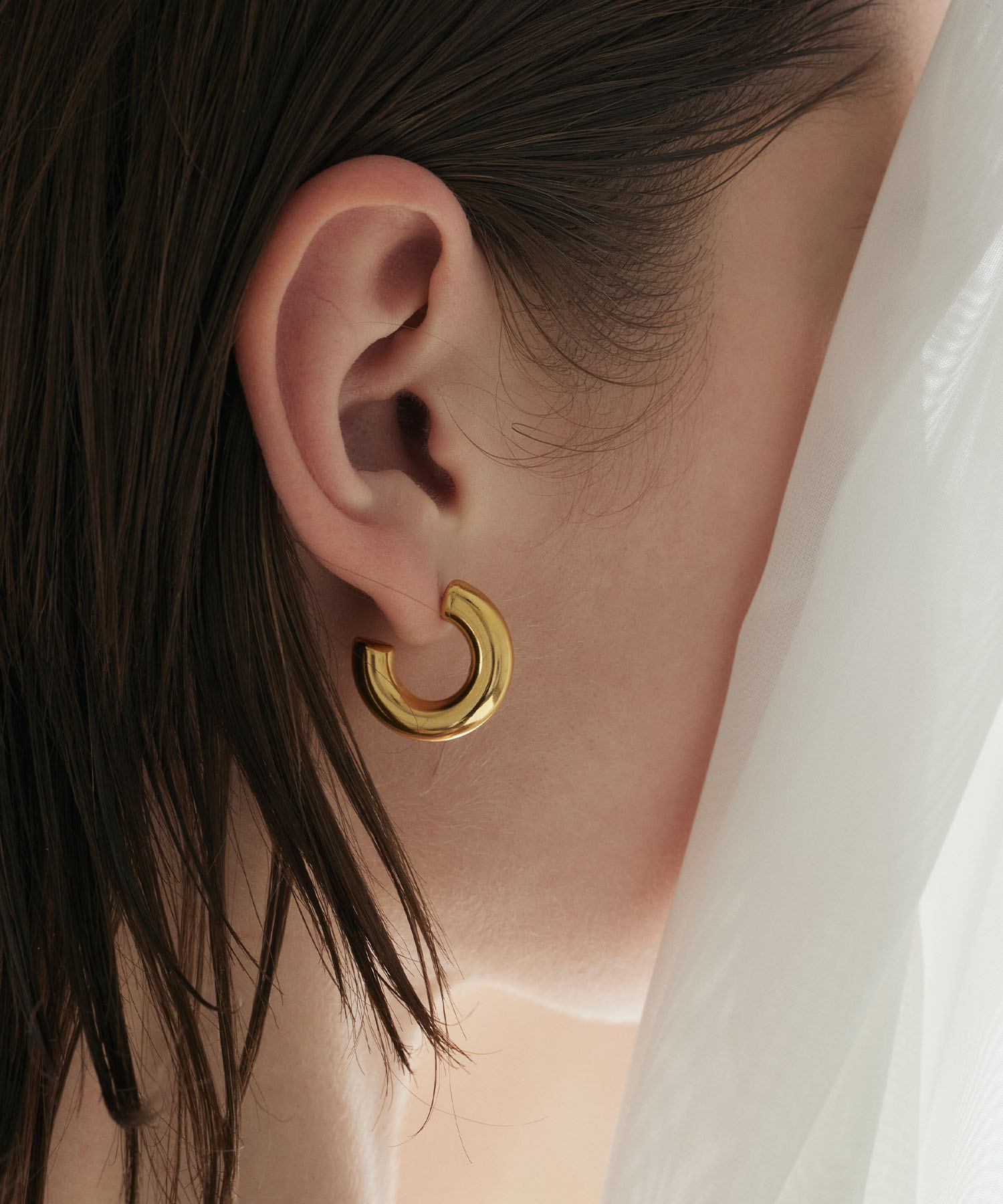 【ゴールド】 ボリュームシィクフープピアス | CENE セネ せね 金属アレルギー アレルギー対応 つけっぱなし サージカルステンレス シンプル ゴールド レディース ピアス プレゼント