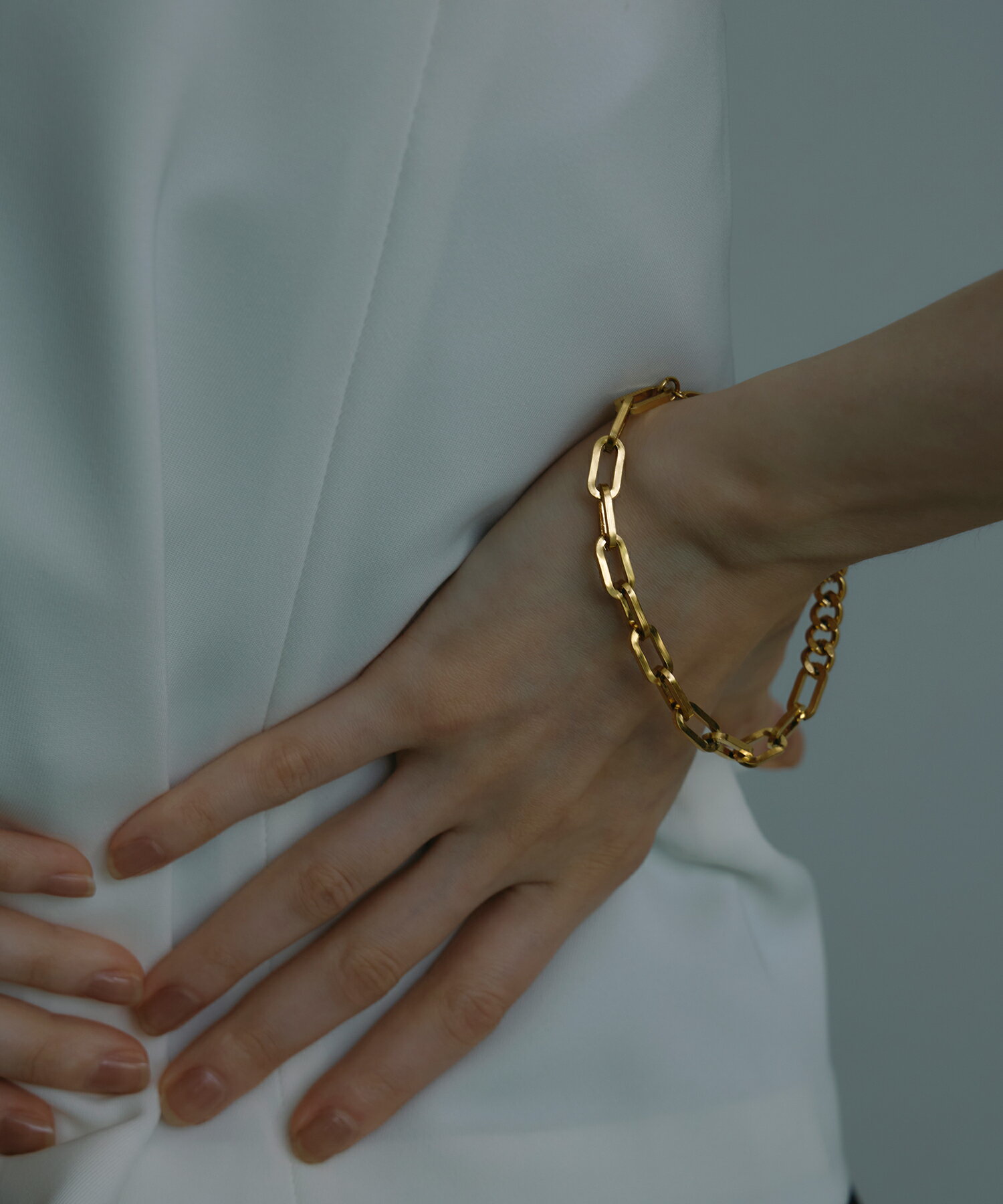 【ゴールド】アシンメトリーチェーンブレスレット | CENE セネ せね 金属アレルギー アレルギー対応 つけっぱなし サージカルステンレス シンプル ゴールド レディース ブレスレット バングル プレゼント