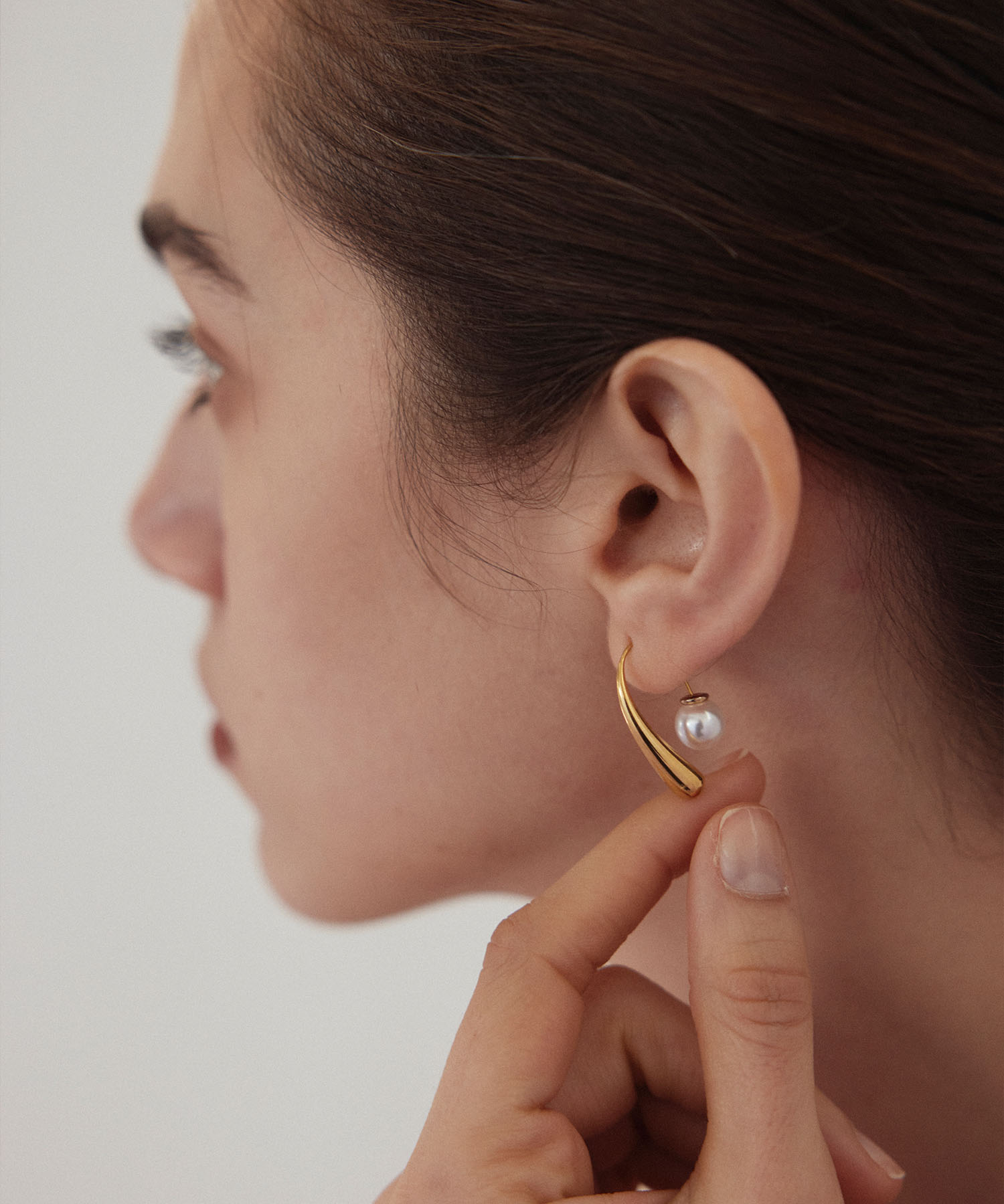 CENE セネ せね 金属アレルギー アレルギー対応 つけっぱなし サージカルステンレス シンプル ゴールド レディース ピアス プレゼント パール【ゴールド】2wayパールアイシクルピアス