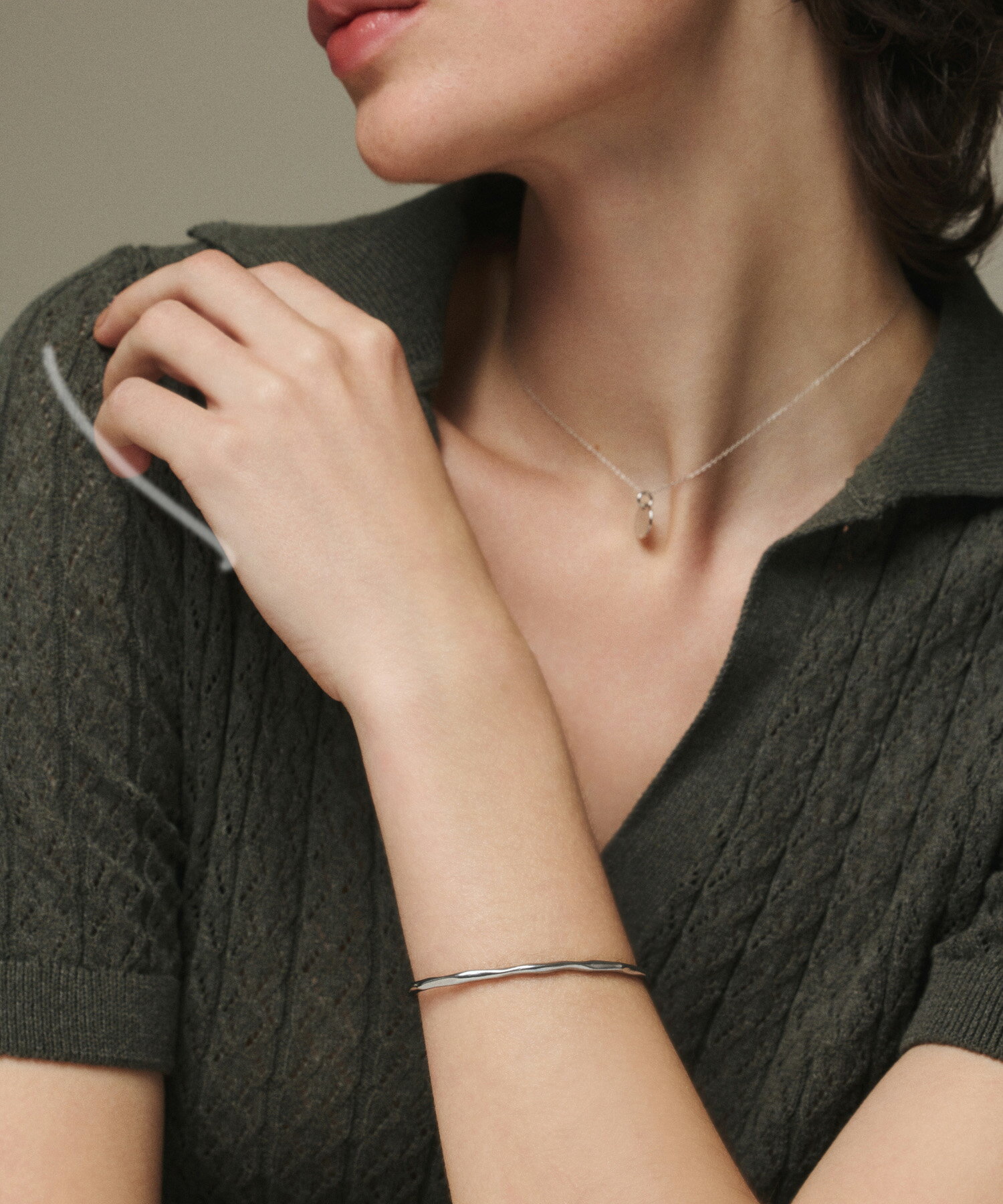 【シルバー】ニュアンスナローバングル | CENE セネ せね 金属アレルギー アレルギー対応 つけっぱなし サージカルステンレス シンプル シルバー レディース ブレスレット バングル プレゼント