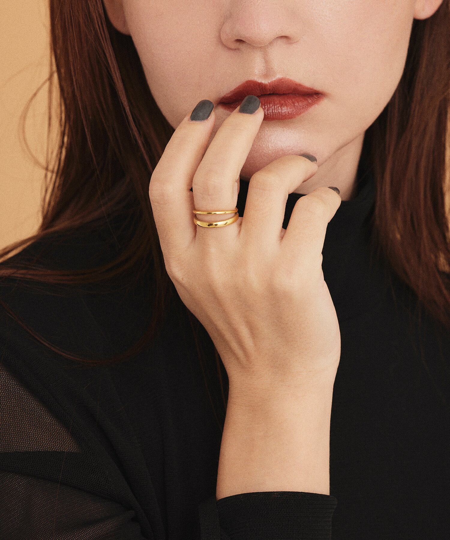 【ゴールド】ダブルラインリング | CENE セネ せね 金属アレルギー アレルギー対応 つけっぱなし サージカルステンレス シンプル ゴールド レディース リング プレゼント 送料無料のサムネイル