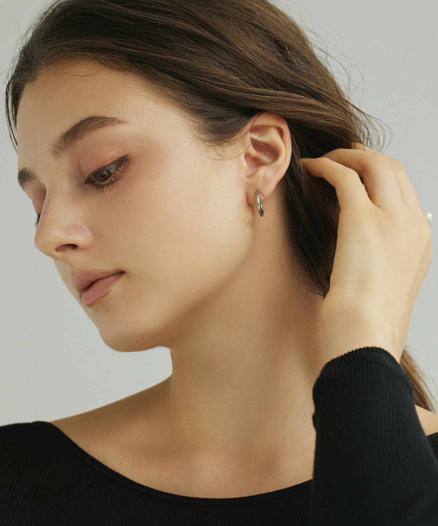 Rakuten - 【シルバー】ワンタッチループピアス16mm | CENE セネ せね 金属アレルギー アレルギー対応 つけっぱなし サージカルステンレス シンプル シルバー レディース ピアス プレゼント