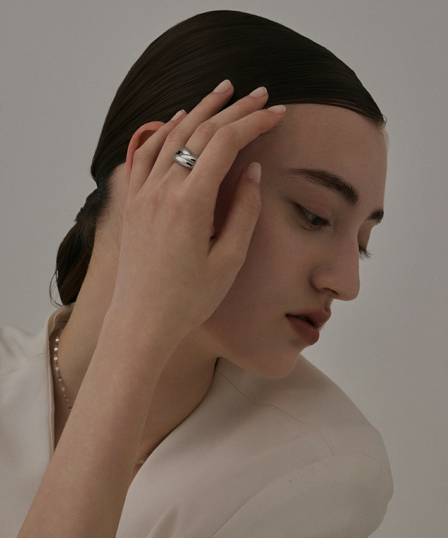 [실버] 트리플 웹 링 | CENE 세네 세네 금속 알레르기 알레르기 대응 끈적 거리지 않는 서지컬 스테인레스 심플 실버 레이디스 링 선물