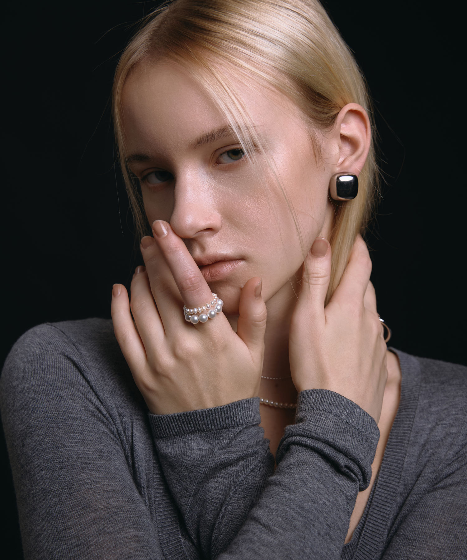 CENE セネ せね 金属アレルギー アレルギー対応 つけっぱなし サージカルステンレス シンプル シルバー レディース リング プレゼント パール ギフト【シルバー】スタッキングパールリング