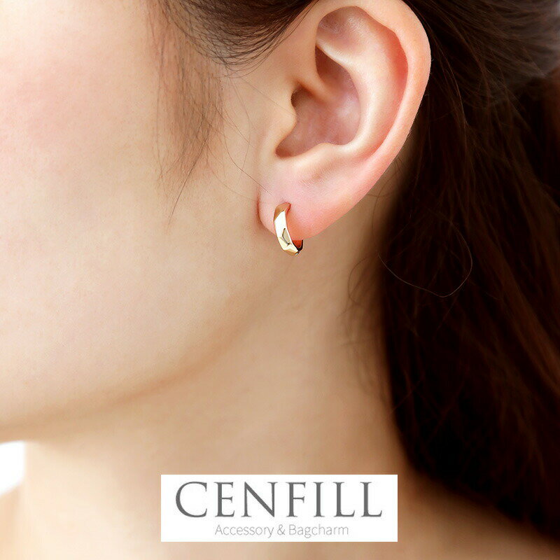 ピアス フープピアス 18kコーティング 多角形 多面カット レディース 大人 上品 金属アレルギー対応 つけっぱなし 華奢 シンプル 女性 プレゼント ギフト...