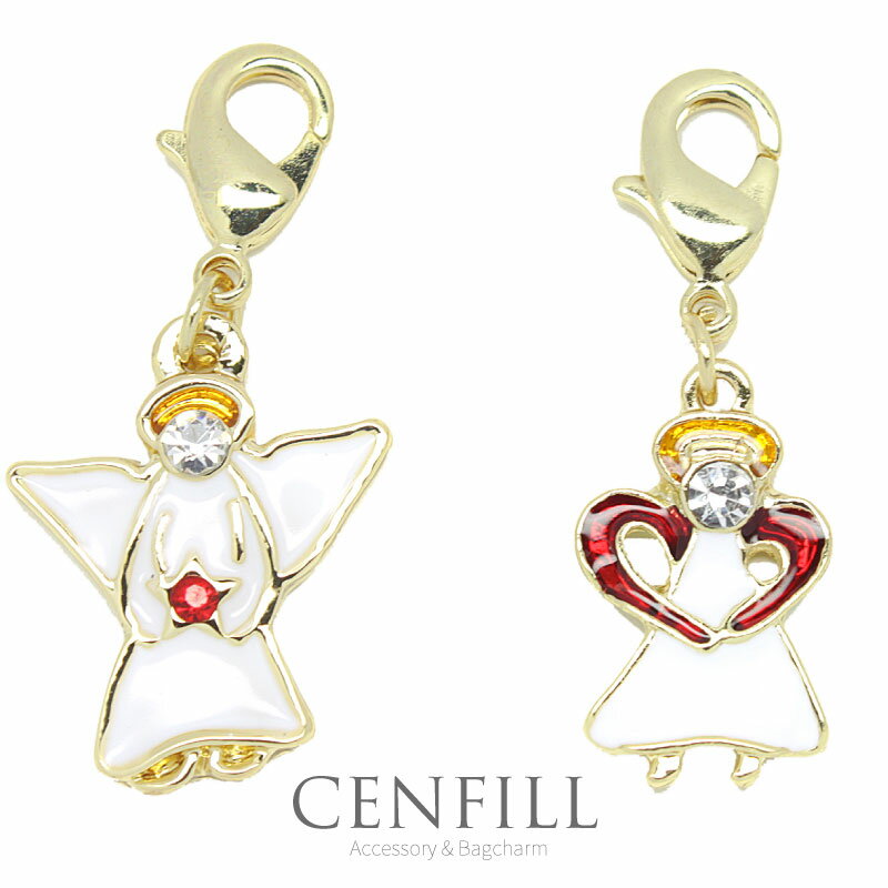 アクセサリー チャーム エンジェル 18Kプレーティング バッグチャーム イニシャル チャーム キーホルダー キラキラ パーツ ファスナー かわいい レディース...