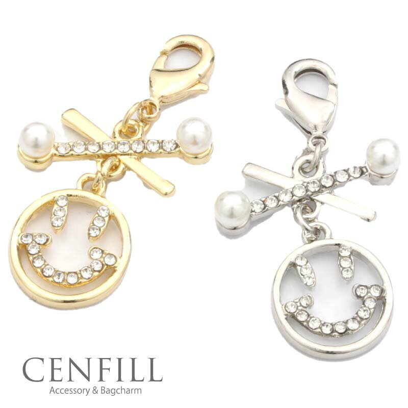 アクセサリー チャーム スマイル ニコちゃん ゴールド ファスナーチャーム バッグチャーム パーツ かわいい レディース DIY パーツ