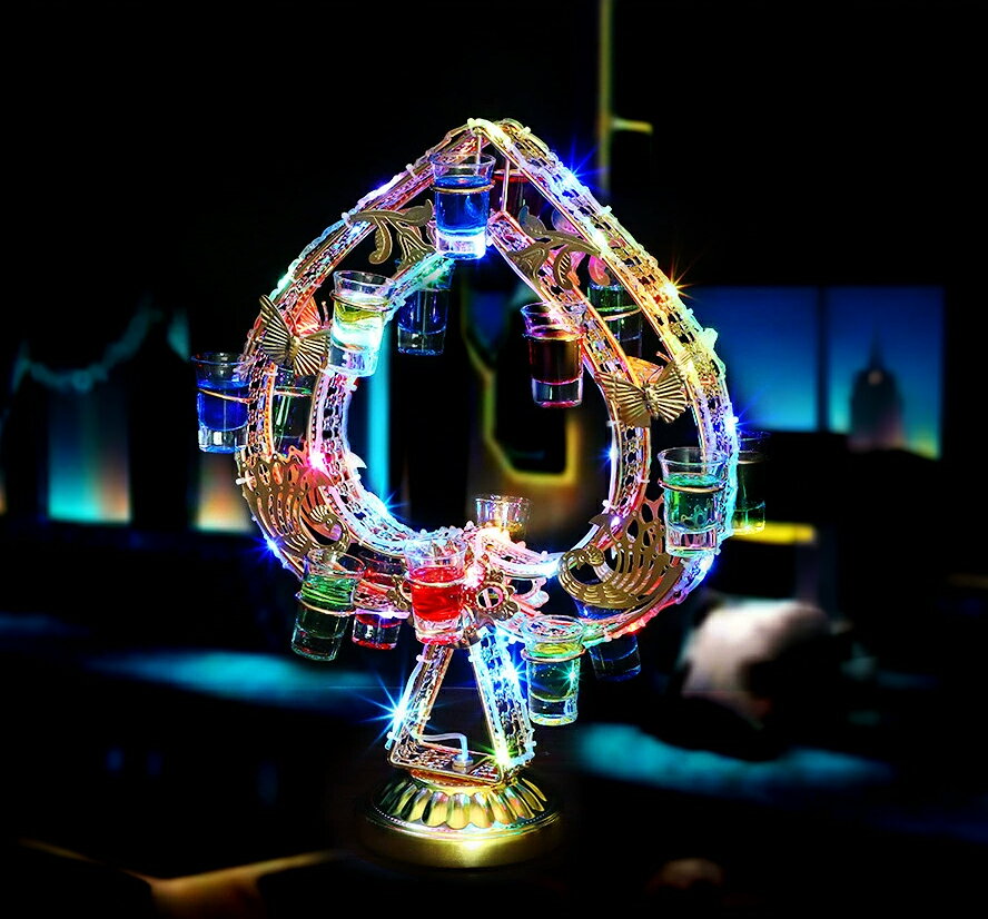  テキーラ観覧車 スペード LED 光る 充電式 コードレス 忘年会 新年会 クラブ カラオケ パーティー 飲み会 ショットグラス バー用品