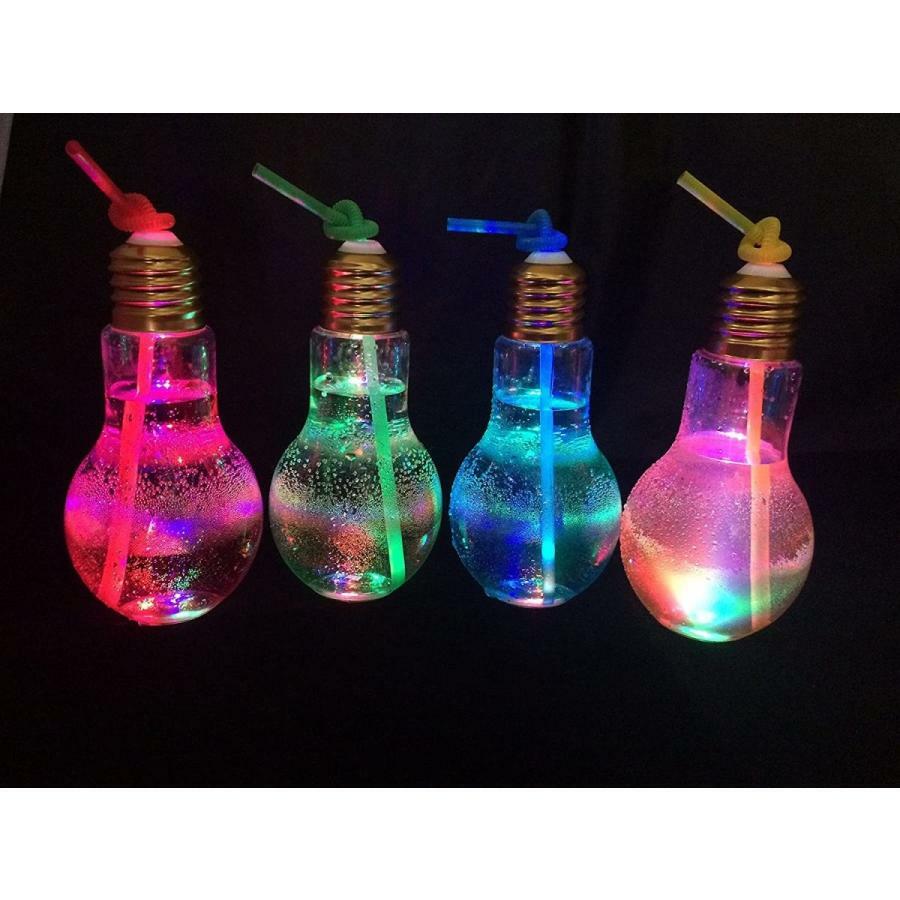 【10個セット】光る電球ボトル 【ストロー付き】 夏祭り 祭り 屋台 出店 タピオカ ボトル イベント ドリンク カップ 光る 学園祭 文化祭 学際 カフェ LED ライト 韓国発祥 電球ソーダ 卸し ハーバリウム 2