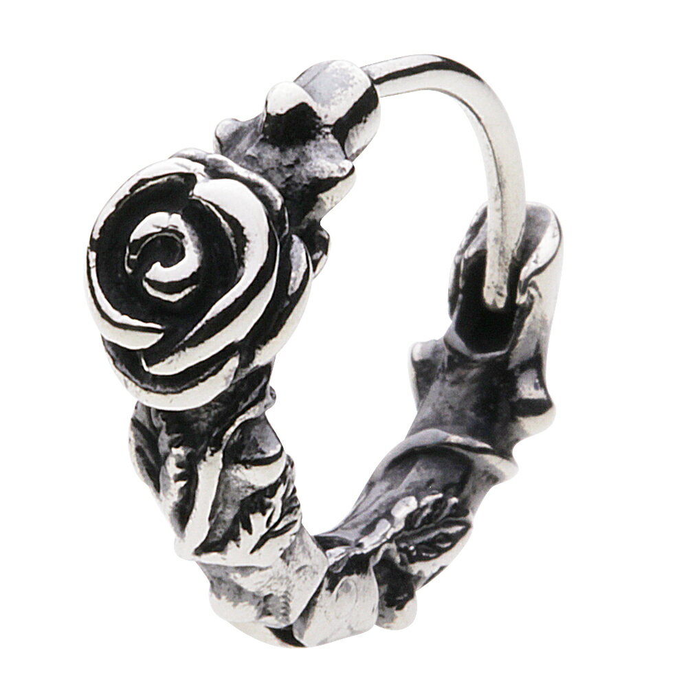 【cenote】シルバー925 ピアス メンズ【e0458】薔薇 バラ ローズ パンク silver925 フープピアス 片耳 送料無料