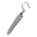 【cenote】シルバー925 ピアス メンズ【z-e0610】フェザー 羽根 ぶら下がり ガーネット silver925 フックピアス 片耳 送料無料