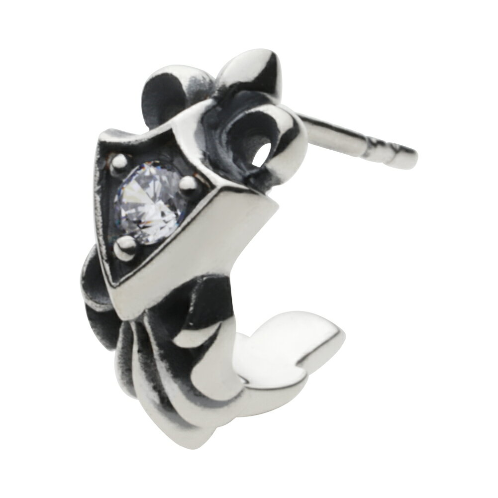 クーポン配布中!!【cenote】シルバー925 ピアス メンズ【z-e0665】百合の紋章 エンブレム ゴシック 盾 リリー フープピアス ジルコニア silver925 フープピアス 片耳 キャッチ付き 送料無料