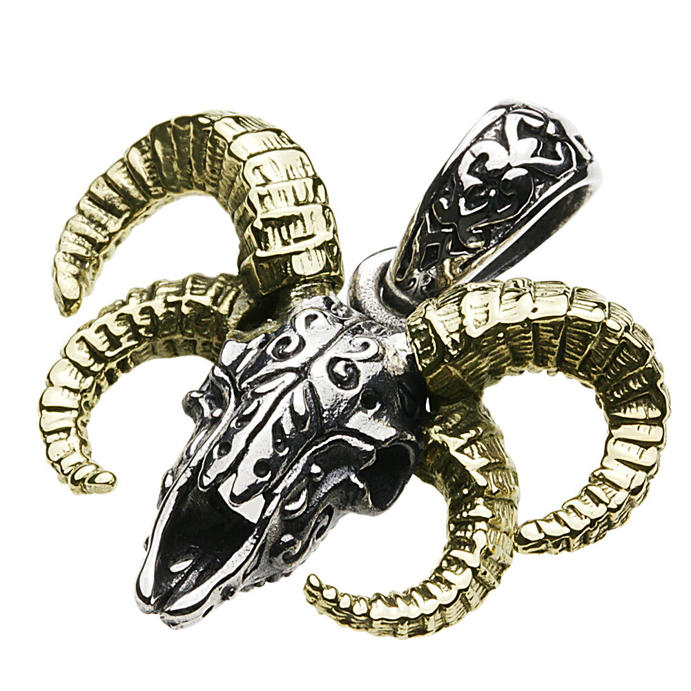 Rakuten - 【セノーテ】 cenote-p0671 バフォメット ペンダント シルバー925 シルバーアクセサリー 純銀 925 ペンダント シルバーアクセ ラムスカルモチーフ 山羊頭デザイン ゴシックアクセ バフォメットスタイル オカルティックジュエリー ツインホーン 神秘シンボル