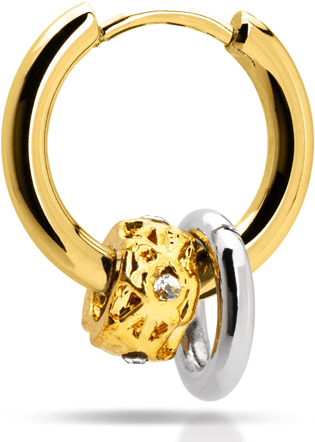 aliba ピアス メンズ フープピアス サージカルステンレス 金属アレルギー対応 メンズピアス リングピアス 片耳 (ゴールド) 直送