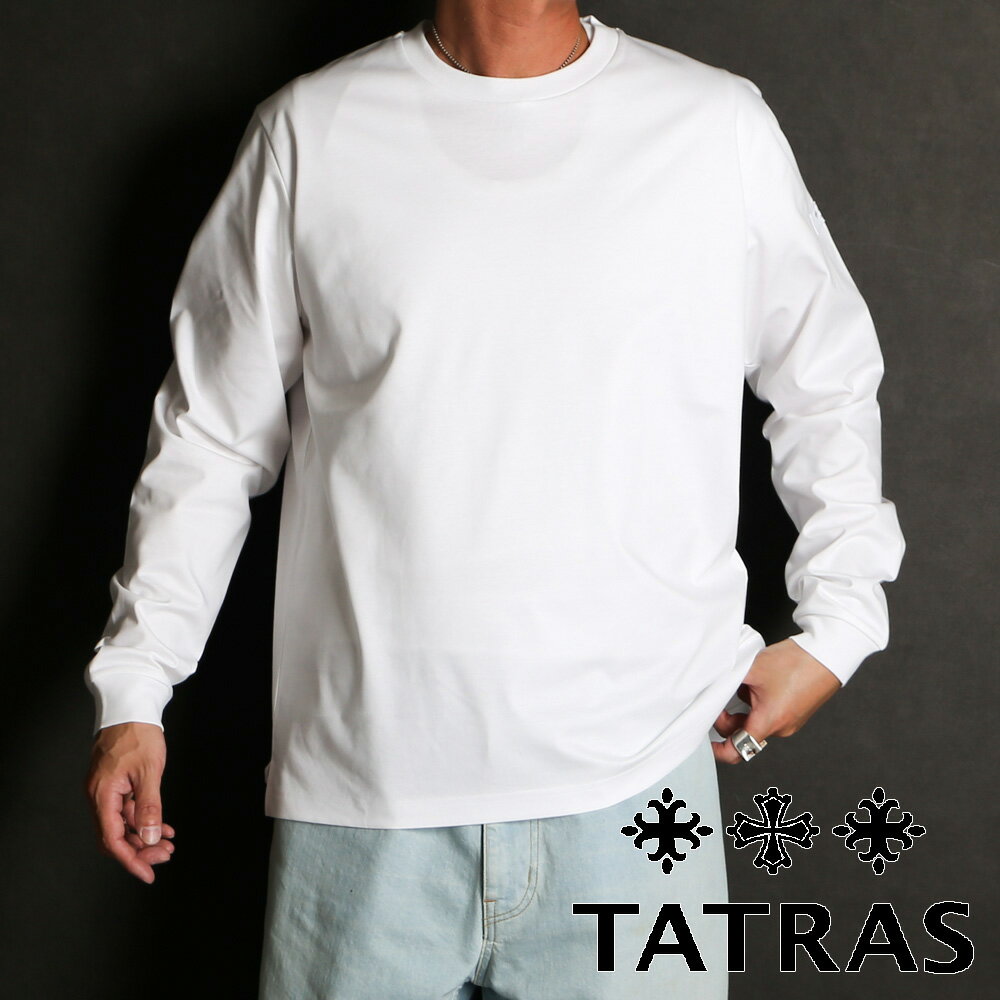 新品タグ付き✨ TATRAS ロングTシャツ 白 袖ロゴ コットン100