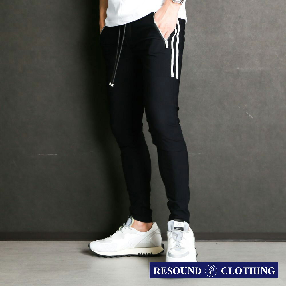 乐天商城 - 【RESOUND CLOTHING /リサウンドクロージング】Johnson LINE NYLON PT - BKWH / ナイロンラインパンツ / BASIC-ST-009【メンズ】【送料無料】